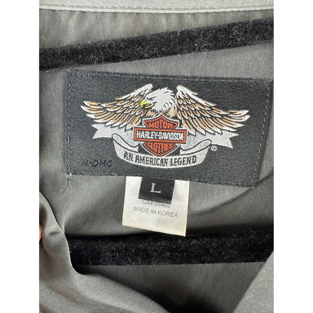 Harley Davidson 2004 Gray Dagger Big Back Print Button Front T Shirt LARGE - Picture 3 of 10